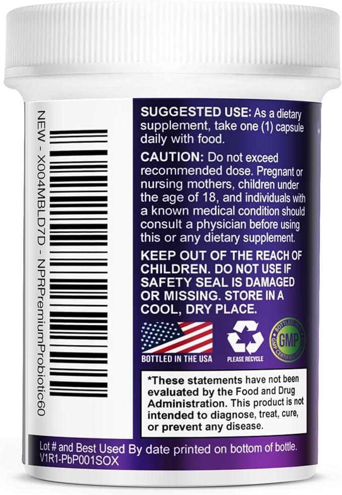 Probiotics for Digestive Health - Probiotic Blend 100 Billion CFU Per Capsule - 16 Premium Strains & Prebiotics for Women & Men, Occasional Constipation, Gas, Gut, Immune Health Support - 60 Capsules