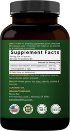 NatureBell Bovine Colostrum Supplement 1,000mg Per Serving, 240 Capsules | 40% IgG Colostrum Powder for Gut Health, Bloating, Skin, Hair & Immune Support – Non-GMO