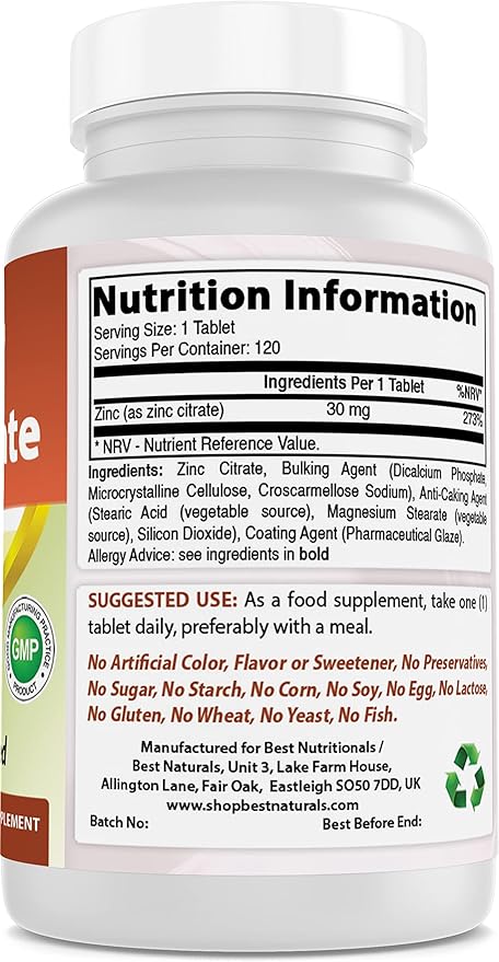 Best Naturals Vitamin A 25000 IU & Zinc Citrate 30 mg