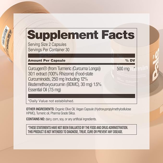 Turmeric Curcumin Supplement 500mg Bio-52x Max Absorption 98% Pure Turmeric Supplement Capsules with Extra Strength Curcumin 95% Curcuminoids Extract Antioxidant Joint Support, Non-GMO Vegan, 30 Days