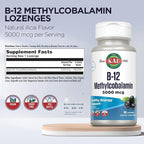 KAL Vitamin B-12 Methylcobalamin Lozenges 5000mcg, Healthy Energy, Metabolism, Nerve & Red Blood Cell Support,* Optimal Absorption, Natural Acai Flavor, Vegan, Sugar Free, 60 Servings, 60 Lozenges