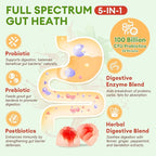 Totaria Sugar Free 5-in-1 Probiotic Prebiotic Postbiotic Gummy, 36 Strains Probiotics for Women Men with Digestive Enzymes, Peppermint, Complete Immune, Gut & Digestive Support, Vegan, 60 Counts