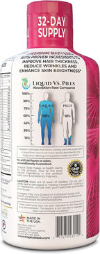 Tropical Oasis Women's Liquid Multivitamin + Hair Growth | Clinically Tested for Thicker Hair, Wrinkles, Brighter Skin, Strong Nails | 2.5g Verisol Collagen | Biotin 12500mcg | 32 Serv