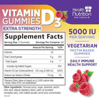 Vitamin D3 Gummies 125 mcg (5000 IU) Per Serving - 3X Strength Immune Support & Bone Support, Vitamin D Gummy Dietary Supplement, Nature's Berry D Vitamin Supplement, Raspberry Flavored - 120 Gummies