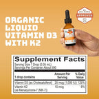Organic Liquid Vitamin D3 with K2 by Dr. Ana Maria Temple | Supports Strong Bones and Immune Health | USDA Certified Organic | Olive Oil Base for Enhanced Absorption | 1 Fl Oz