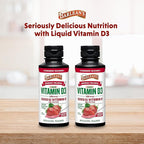 Barlean's Pack of 2 Vitamin D3 Liquid Supplement for Kids and Adults, 5000 IU Vitamin D, Strawberry Milkshake, Non-GMO, Gluten and Dairy Free, 5.6 oz Each