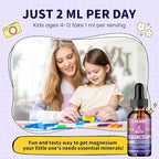 Kids Magnesium Liquid Drops-Magnesium Glycinate Liquid for Kids Supplement-w/L-theanine, Omega-3, Vitamin B6, D3 - for Sleep, Relaxation, Brain, Bones - Lemon Flavor, 4 Fl Oz