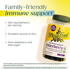 MegaFood Elderberry Gummies for Kids, Teens & Adults, Immune Support Supplement, Gummy Vitamins - Made with Zinc & Real Food, Pectin-Based, USDA Organic, Vegan - 54 Count, 27 Servings