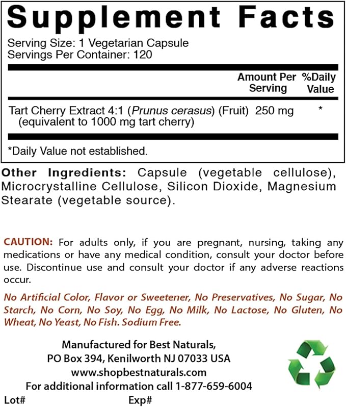 Best Naturals Bilberry Extract 1000mg & Tart Cherry Extract 1000 mg