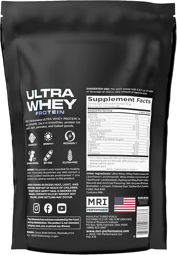 MRI Performance Ultra Whey Protein 25g Triple-Blend of Hydrolyzed, Isolate & Concentrate for Muscle Recovery, Lean Strength & Daily Protein Support (Fruity Crunch, 28 Servings)