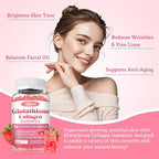 Glutathione Collagen Gummies, Skin Brightening & Anti-Aging, Supports Hair, Skin & Nail Health, Glutathione Supplement for Women, Strawberry Flavor, 60 Count