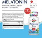 KAL Melatonin 5mg Sleep Aid, Melatonin Supplement Supports Calming Relaxation and a Healthy Sleep Cycle, Fast Dissolving ActivMelts, Natural Vanilla Mint Flavor, Vegetarian, 90 Serv, 90 Micro Tablets