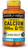 MASON NATURAL Calcium 600 mg with Vitamin D3, 100 Day Supply, Supports Healthy Bones & Normal Muscle Function, Coffee Mocha Flavor, 100 Chewables