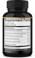 Berberine with Ceylon Cinnamon, Turmeric, Milk Thistle, Artichoke, Black Pepper - 60 Count - Pack of 1