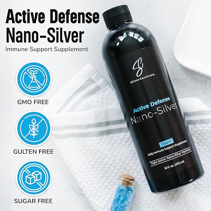 Colloidal Silver w/Nano Technology - 10ppm 16oz - 8X More Effective - Natural Immune Support - Save the Sick Days - Ages 5 & Up - Outperforms Higher PPM Silvers - No Taste & Smell - 3rd Party Tested