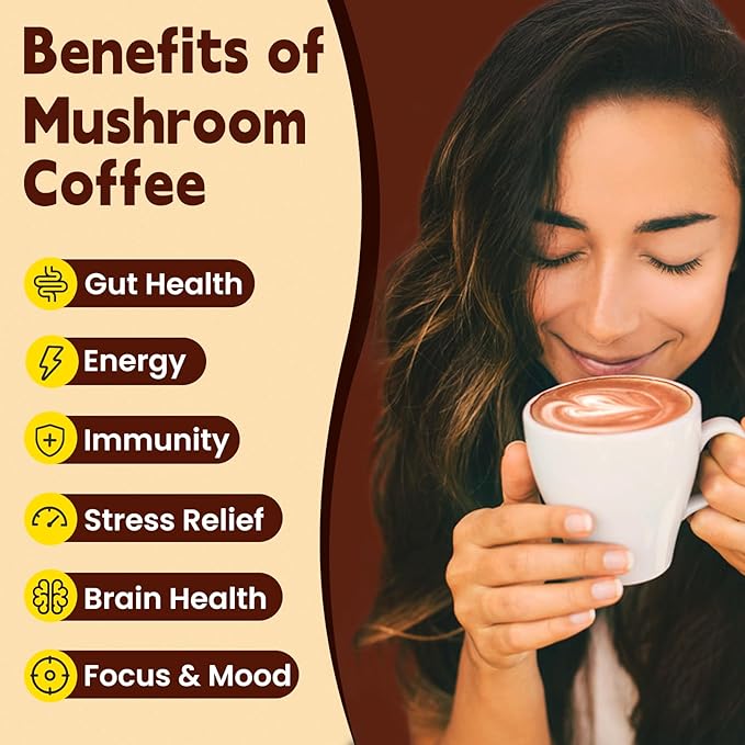 Mushroom Coffee Mocha 11 in 1 Adaptogenic Mushroom Blend with Ashwagandha KSM-66,Lions Mane,Reishi,Turkey Tail Instant Mushrooms Coffee for Boost Energy,Focus,Sugar-Free,30 Servings