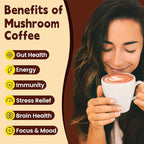 Mushroom Coffee 11 in 1 Adaptogenic Mushroom Blend with Ashwagandha KSM-66,Lions Mane,Reishi,Turkey Tail Hazelnut Instant Mushrooms Coffee for Boost Energy,Focus,Sugar-Free,30 Servings