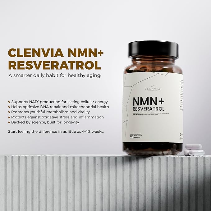 Premium NMN Supplement with Resveratrol – High Potency NAD+ Support Formula – >99.7% Purity – Third-Party Tested – Made in USA – 500mg Nicotinamide + 100mg Resveratrol – 90 Capsules