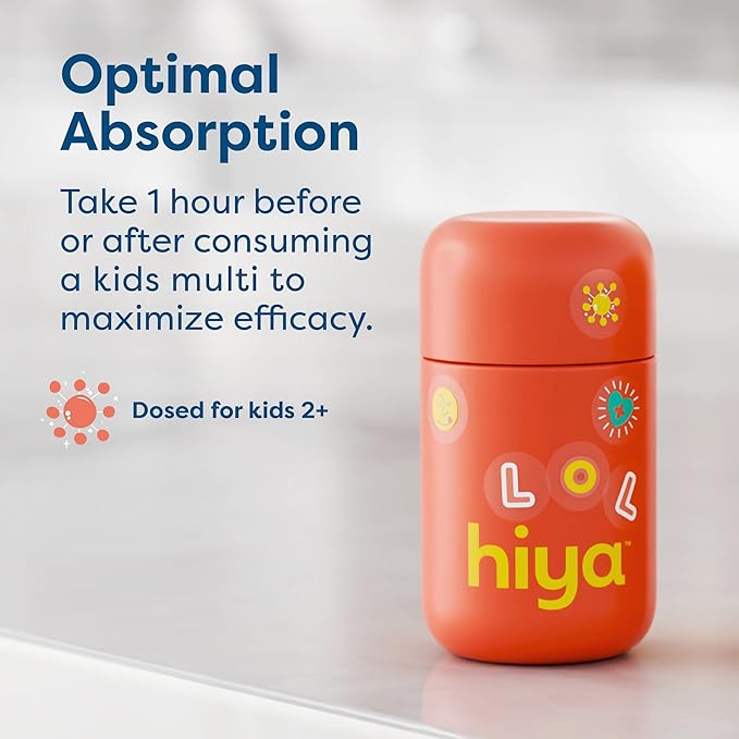 Hiya Iron+ Supplements for Kids - High Absorption Iron Supplement - Delicious Strawberry Flavor & Easy on Children's Stomach - No Added Sugar & Third Party Tested - 30 Day Refill Supply for Toddlers