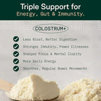 Adapt Naturals Colostrum Supplement with Lactoferrin & Beta-Glucan, Bio-Avail Grass Fed Bovine Colostrum Powder for Gut Health, Immune Support & Vitality | Non-GMO, 2500mg, Unflavored - 30 Days Supply