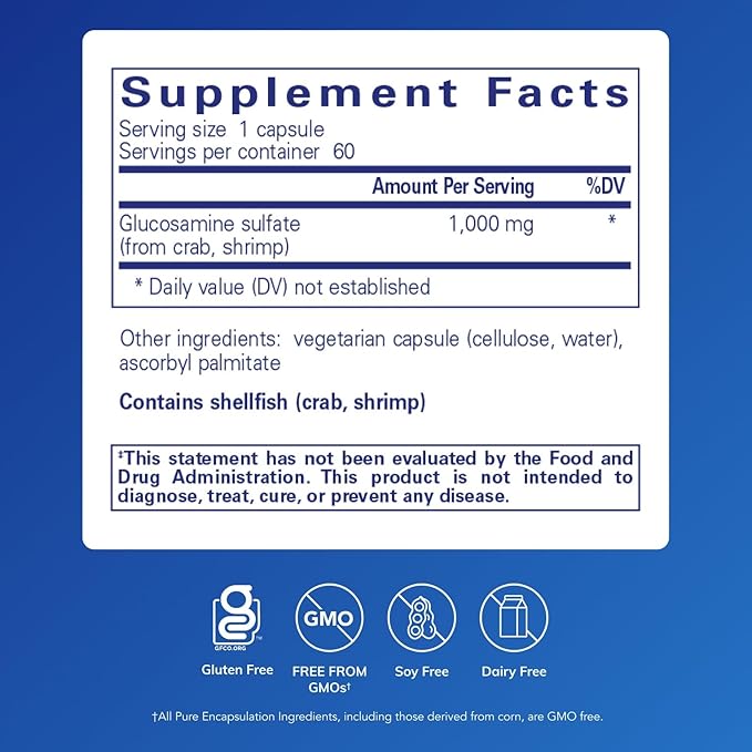 Pure Encapsulations Glucosamine Sulfate 1,000 mg | Supplement for Joint Support and Mobility, Cartilage Health, and Connective Tissue* | 60 Capsules