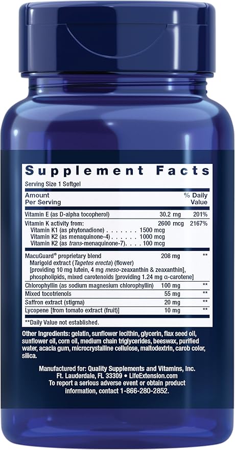 Life Extension Once-Daily Health Booster - Vitamins & Nutrients Supplement for Whole-Body Health - Vitamin K Complex, Vitamin E, Saffron, Lutein and More - Non-GMO, Gluten-Free - 60 Softgels
