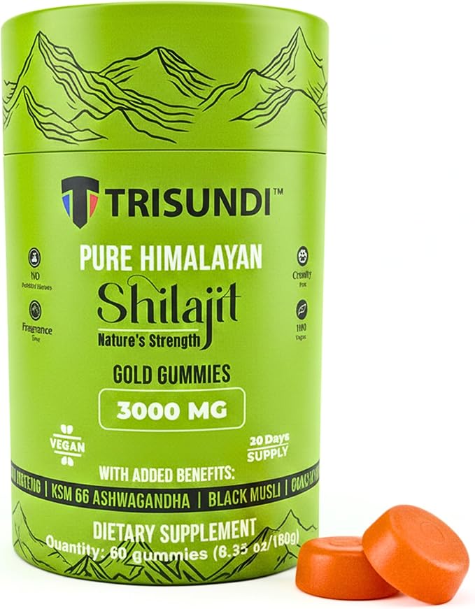 Himalayan Shilajit Gold Gummies 3000mg | Herbal Blend with Ginseng, KSM-66 Ashwagandha, Black Musli & Gokshura | Vegan Supplement – 60 Gummies (30 Day Supply)