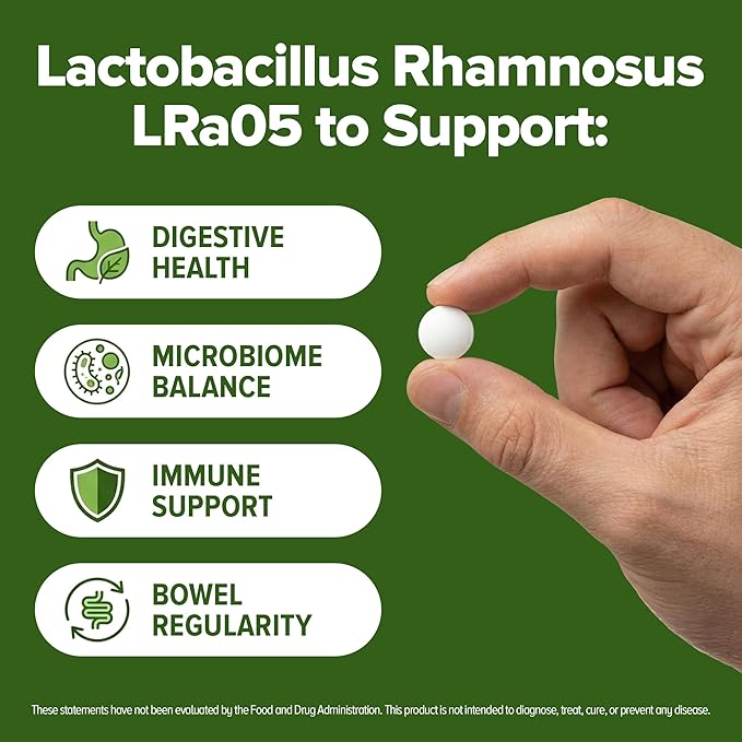 Lactobacillus Rhamnosus Probiotic 240 Tablets (4 Month Supply) – Researched Strain LRa05 – 3 Billion CFU – Digestive Health & Microbiome Support – GMP Certified (240, Lactobacillus Rhamnosus)