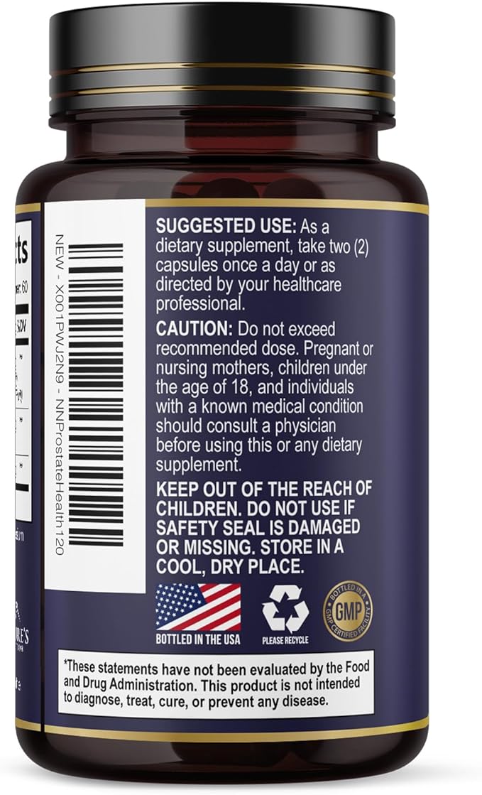 Prostate Health Supplements for Men - 3X Strength with Saw Palmetto Blend Stinging Nettle Root & Pumpkin Seed Support Complex - Supports Bathroom Trips Prostate & Urinary Health - 120 Capsules