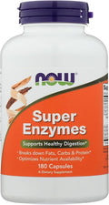 NOW Supplements, Super Enzymes, Formulated with Bromelain, Ox Bile, Pancreatin and Papain, Super Enzymes, 180 Capsules