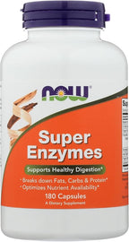 NOW Supplements, Super Enzymes, Formulated with Bromelain, Ox Bile, Pancreatin and Papain, Super Enzymes, 180 Capsules