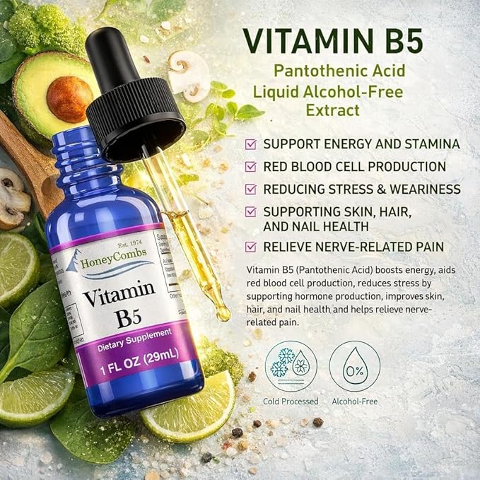 HoneyCombs Vitamin B5 Extract Alcohol Free (Liquid), 1 oz