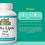 Natural Factors Alpha-Lipoic Acid 200 mg, Antioxidant Support, 120 Capsules