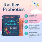 LOVEBUG Kids Probiotic Powder with Prebiotic Fiber - Toddler Immunity Support & Constipation Relief - USDA Organic Probiotics for Childrens Gut & Digestive Health (Ages 1-4) - 30 Pack (Unflavoured)