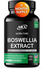 HCL HERBAL CODE LABS Boswellia Serrata Extract Capsules 65% Boswellic Acid 700mg Equal to 7000mg Resin Powder, Extra Strength & Superior Absorption, 6 Month Supply 180 Vegan Capsules Non-GMO