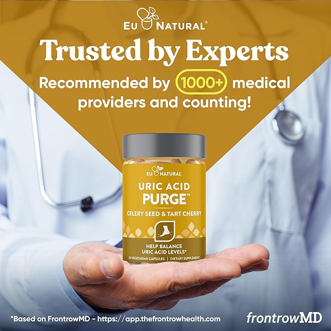 Eu Natural Purge Uric Acid Flush - Eat & Drink What You Want - Uric Acid Support for Joints & Mobility with Celery Seed, Tart Cherry & Chanca Piedra - 120 Vegetarian Capsules
