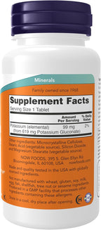 NOW Foods Supplements, Potassium Gluconate 99mg, Easier to Swallow, Essential Mineral*, 100 Tablets