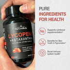 Lycopene 100mg + Astaxanthin 5mg with Reishi Spore, Supplement for Skin Health and Immune Support, 100% Natural Astaxanthin from MicroAlgae and Natural Tomato Extract, 120 Veggie Capsules