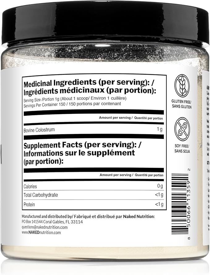 NAKED Colostrum Powder – 100% Grass-Fed Bovine Colostrum Supplement from US Farms | Tested at 20%+ IgG | Gut Health, Immunity, Recovery & Skin Support - 150 Servings