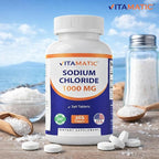 Vitamatic Sodium Chloride 1000mg – 365 Tablets Electrolyte Replenisher & Hydration Support – Non-GMO, Gluten-Free -3 Bottles