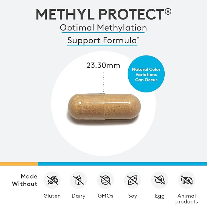 XYMOGEN Methyl Protect - 3,400 mcg 5-MTHF (5-Methyltetrahydrofolate) - Cardiovascular & Neurological Support - Activated Vitamin B Supplement - Vegetarian & Gluten-Free - 60 Capsules