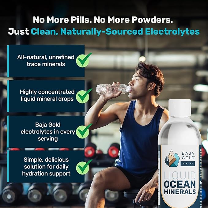 Baja Gold Liquid Trace Mineral Drops – Pure Ocean-Based Minerals for Water & Food | Unrefined Electrolytes for Balanced Taste | Mineral-Rich Saline Solution & Oral Cleanse | 12 fl oz, 90-Day Supply.
