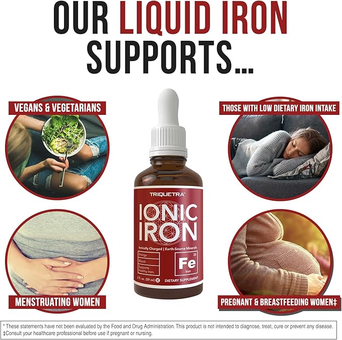 Ionic Liquid Iron Supplement (About 236 Servings) – Ionically Charged, Earth-Sourced Mineral Formula; Small 5-Drop Servings for Easy Use, Liquid Concentrate, Unflavored, Vegan – 2 fl oz (60 mL)