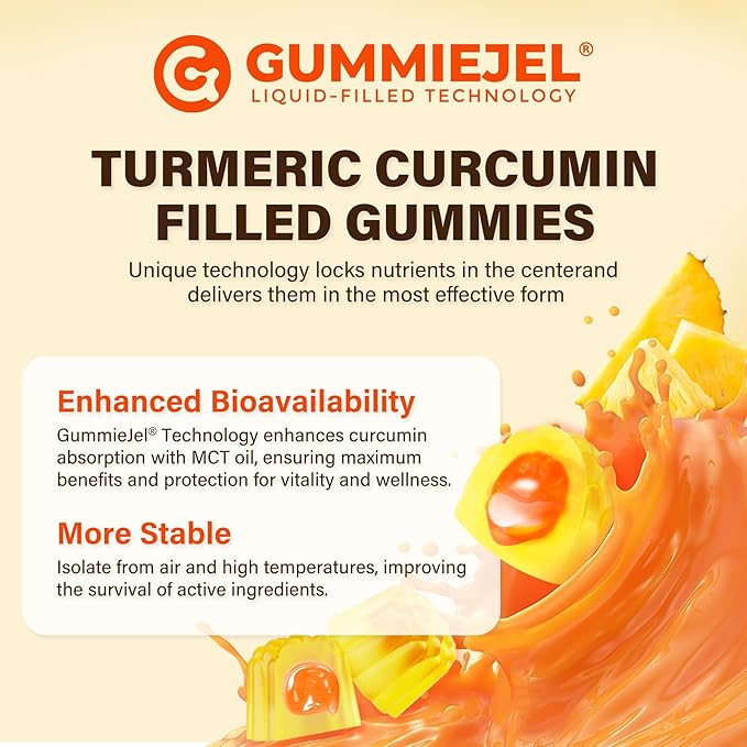 Turmeric Gummies 1000mg w/MCT Oil C8 C10, Organic Antioxidant, Turmeric Curcumin Supplement with Black Pepper Extract, Support Comfort, Boost Energy, Ultra Absorption, Sugar Free, 120Cts