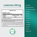 Lutemax 40 mg 100 days supply Eye Supplement - Supports Macular Health, Vision Clarity, Heart Health, Protects Eyes from Blue Light & Photons, Antioxidant Protection, GMP Certified 60 Softgel.