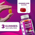 Vitamatic Prebiotic Fiber Gummies for Adults – 2 Pack (Total 120 Gummies) 7g Fiber per Serving | Extra Strength | Zero Sugar Added | Pectin-Based | Digestive Health & Regularity Support
