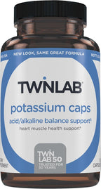 Twinlab Potassium Caps - Electrolyte Supplement for Muscle, Heart & Tissue Health - 180 Capsules, 99 mg