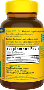 Nature Made High Absorption Magnesium Glycinate 300mg per 3 Capsules, Mg-Supplement for Muscle, Heart, Nerve and Bone Support, 90 Mg Bisglycinate Capsules, 30 Day Supply,(Pack of 2)