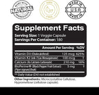 Kaya Naturals Vitamins K2 with D3 5000IU Supplement for Men and Women - Easy to Swallow - Bioperine Capsules (180 Count (Pack of 1)