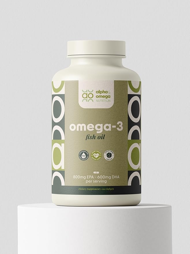 Alpha & Omega Nutrition Omega 3 Fish Oil for Heart, Brain & Immune Health - 2500mg (800mg EPA/600mg DHA) - 120 Softgels